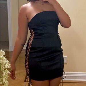 Oh Polly NWT lace up little black dress